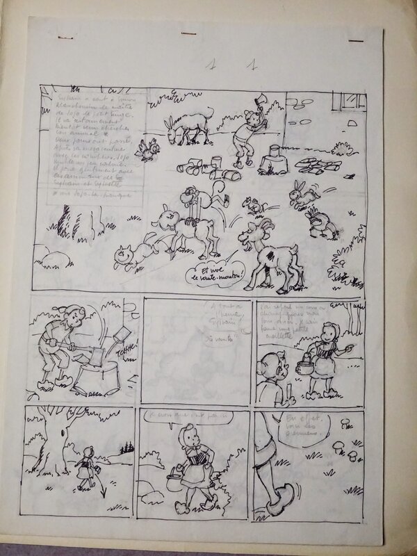 En vente - Claude Dubois, Sylvain & Sylvette / Jojo et compagnie - très rare histoire complète crayonnée - Planche originale