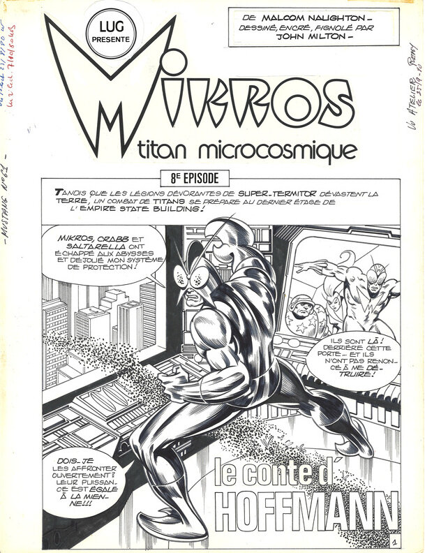 Jean-Yves Mitton, Marcel Navarro, Maurice Chevalier, Mitton, Mikros#8, Le conte d'Hoffmann, planche n°1 de titre, Mustang#61, 1981. - Comic Strip