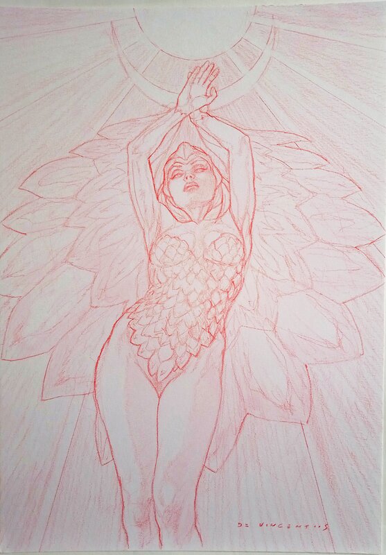For sale - Sorceress by Adriano De Vincentiis - Original Illustration