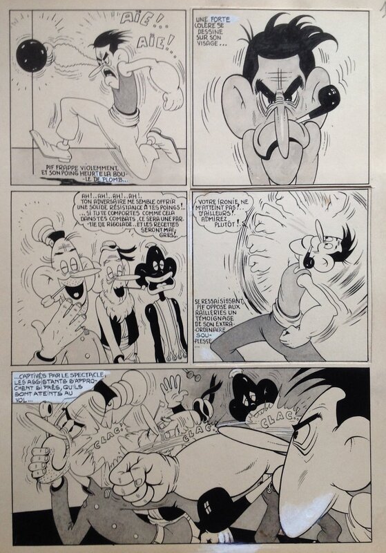 En vente - André Rey ( Atelier Chott ) Planche Originale 14 Cap' tain Paf 4 Sport santé - Humour Bd Rc 1952 Pierre Mouchot ( très Calvo ) - Planche originale