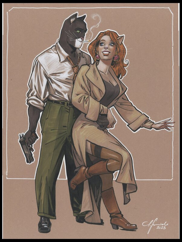 2023 - Juanjo Guarnido - Blacksad et Natalia - Illustration originale