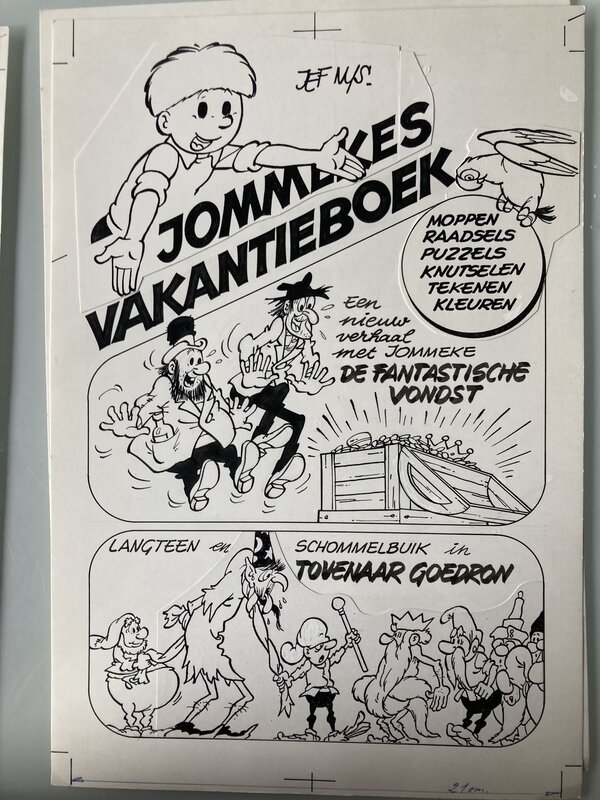 En vente - Jef Nys, Cover van Jommekes vakantieboek - Planche originale