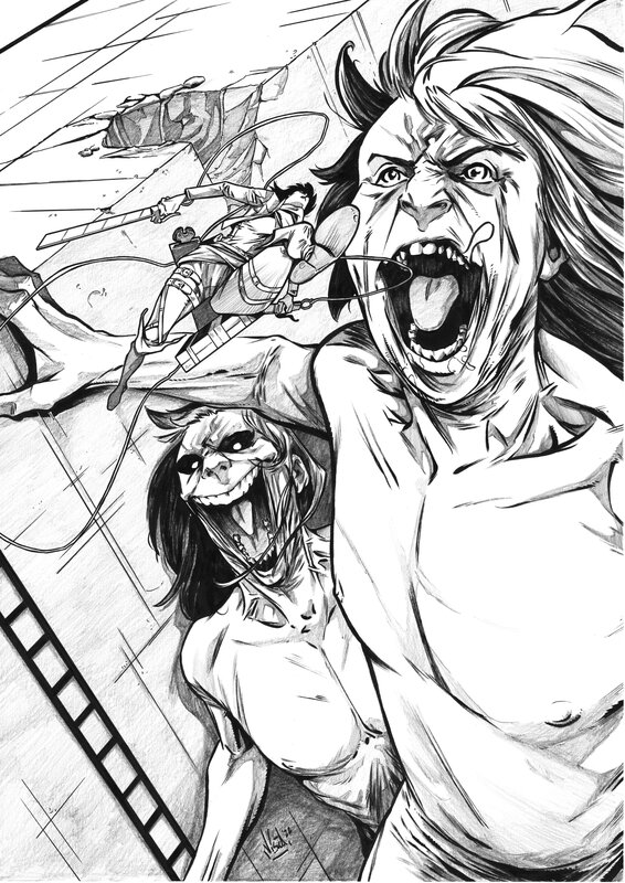 En vente - Viska, Attack ON TITAN INKR COVER - Illustration originale