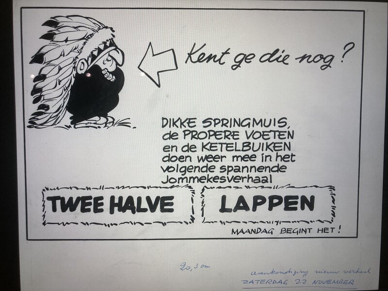 For sale - Jef Nys, Aankondiging van het Jommeke album 2 Halve Lappen - Comic Strip