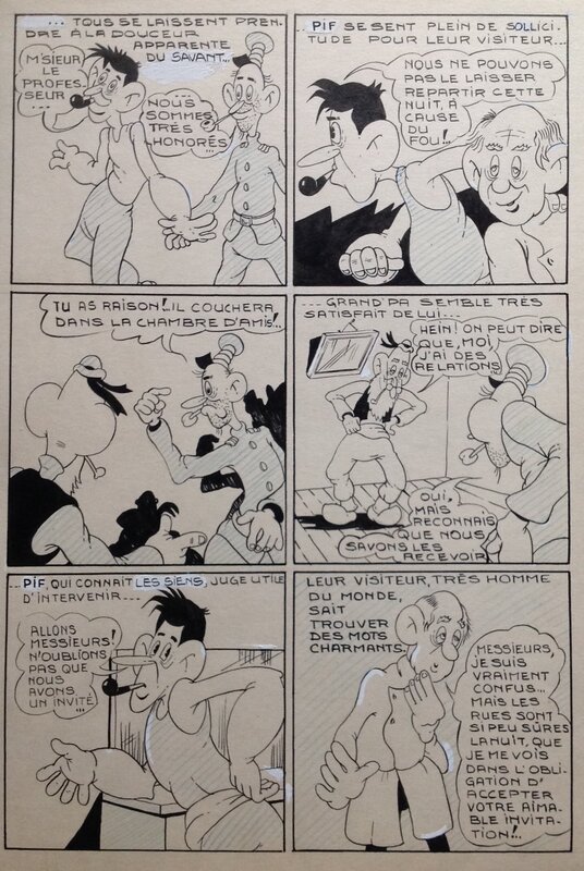 En vente - Lucien Carton, André Rey, Atelier Chott, Carton Lucien ( après Rey Atelier Chott ) Planche Originale 6 Cap' tain Paf 9 Roi du stade - Humour Bd Rc 1953 Pierre Mouchot - Planche originale