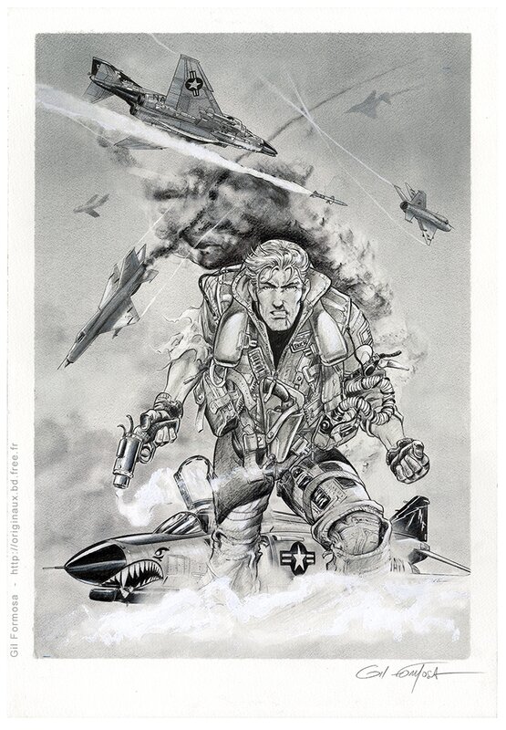 For sale - Gil Formosa, BUCK DANNY F-4 PHANTOM vs MIG - Original Illustration