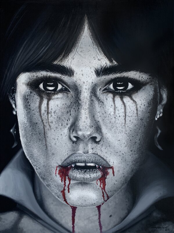 En vente - Martin Rodriguez, Le portrait de Vampirella - Œuvre originale