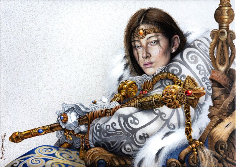 En vente - Martin Rodriguez, Princesse Guerrière : Hommage à Juan Gimenez - Peinture originale (2022) - Œuvre originale