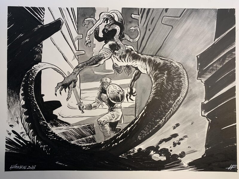 Persée et Méduse by Eric Hérenguel - Original Illustration