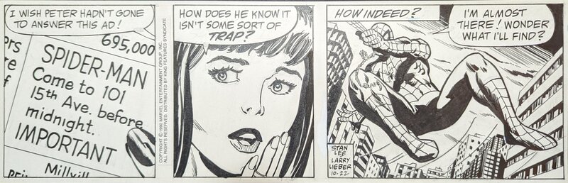 Larry Lieber, Stan Lee, The Amazing Spider-Man: Newspaper Comic Strip - 22/10/1990 - Planche originale