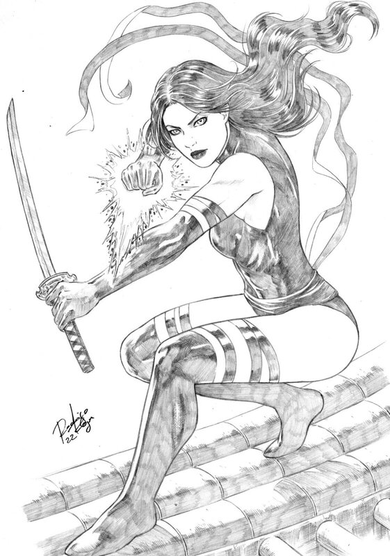 Psylocke par Jose Rodrigo - Illustration originale