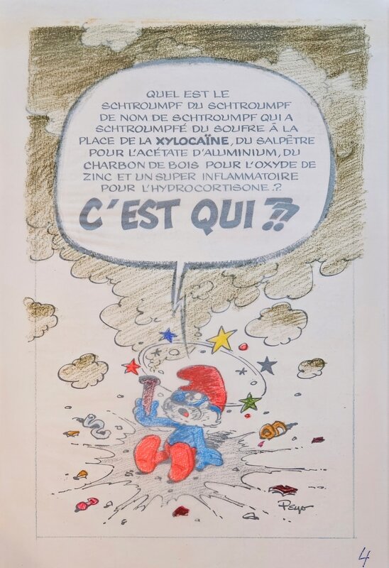 Peyo, 1971 -  Le Grand Schtroumpf - Illustration originale