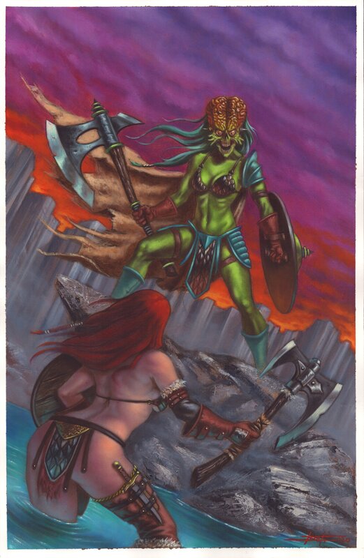 For sale - Luca Strati, Mars Attacks/Red Sonja - Original Cover