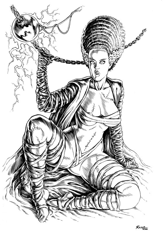 Raúlo Cáceres, La fiancée de Frankenstein - Illustration originale
