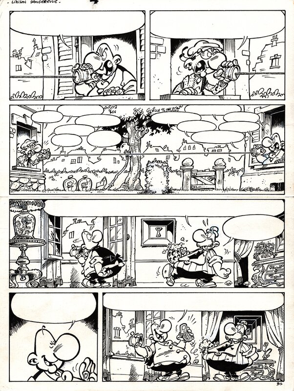 Roger Widenlocher, Christian Godard, Greg, Achille Talon (gag Liaison dangereuse) - Planche originale