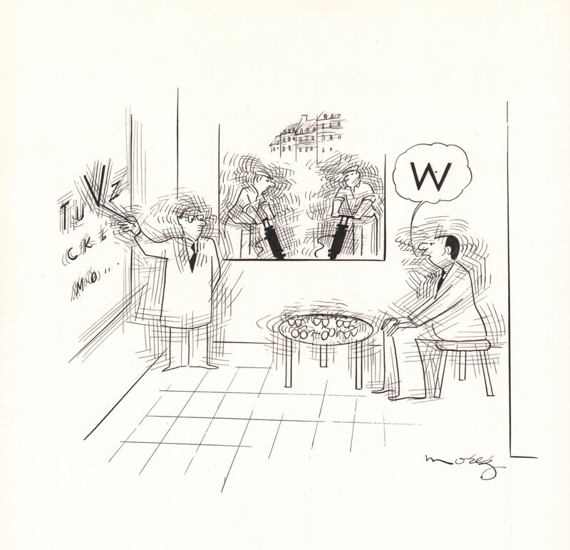 At the eye doctor by Henri Morez - Original Illustration