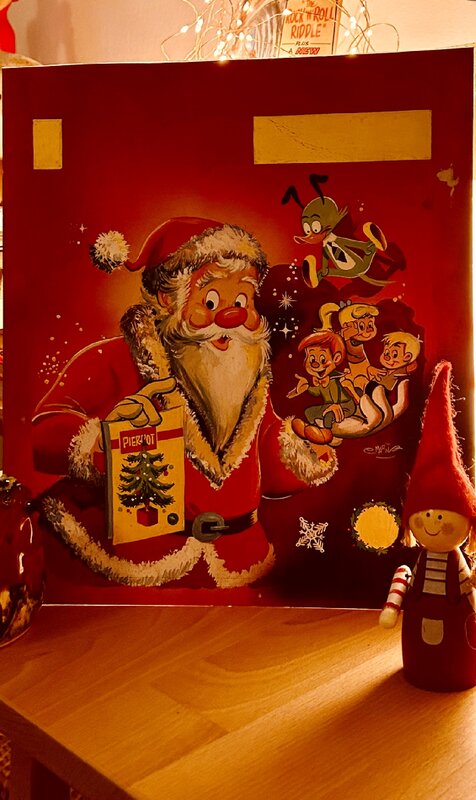 Le Père Noël par Claude Magic Marin - Santa & Christmas - Couverture Magazine Pierrot - Couverture originale
