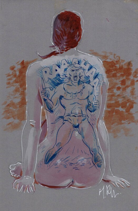 En vente - Femme tatouée Rahan par Marc Rouchairoles, André Chéret - Œuvre originale