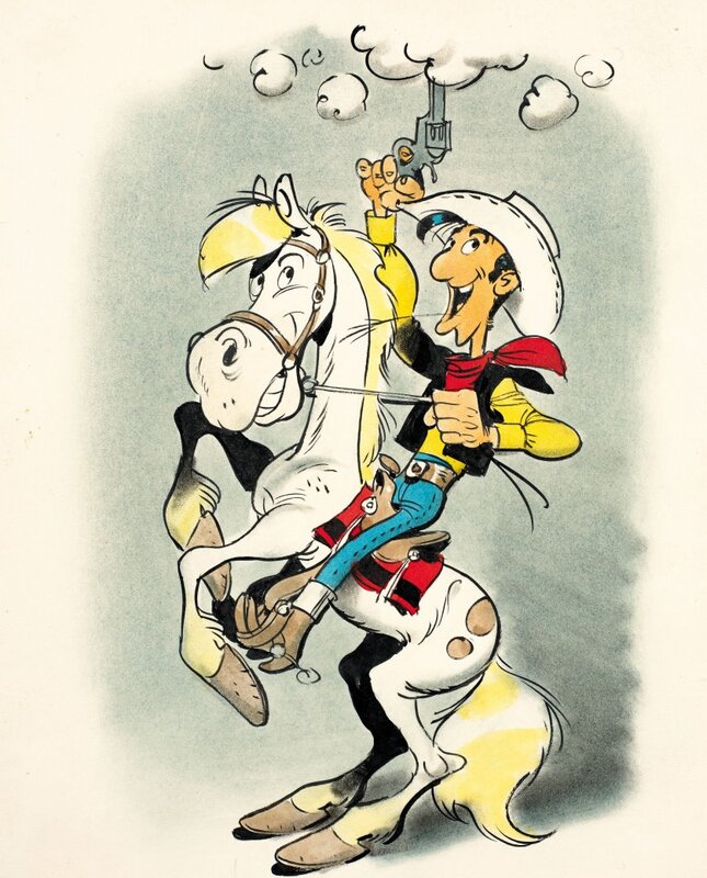 Morris, Lucky Luke illustration originale - Original Illustration