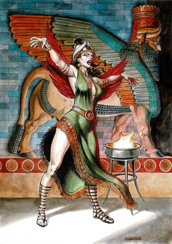 La fureur d'Ishtar by Pierre Taranzano - Original Illustration
