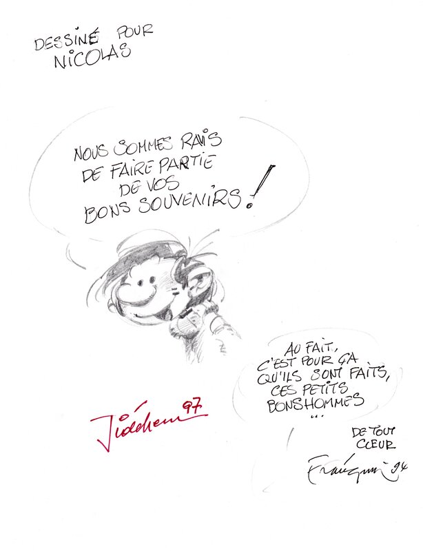 Gaston Lagaffe par André Franquin - Dédicace