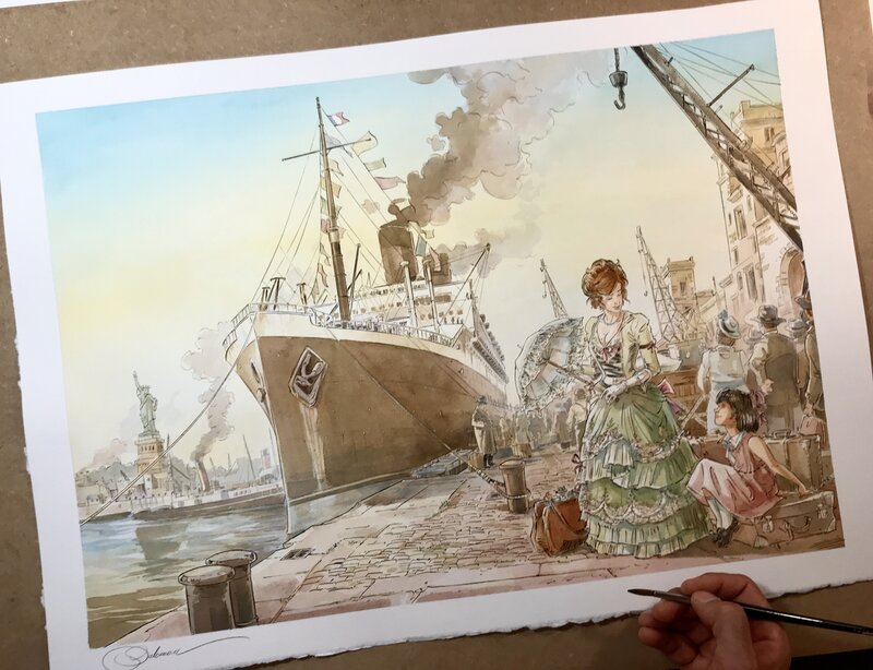 Paul Salomone, Margot & Lucile au port de New-York - Illustration originale
