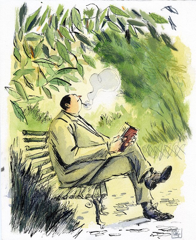 Pierre-Henry Gomont, Pereira Prétend - Illustration originale pour ex-libris - Illustration originale