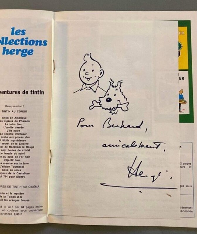 Brochure collections Casterman 1971 Tintin Hergé superbe dedicace dessin - Sketch