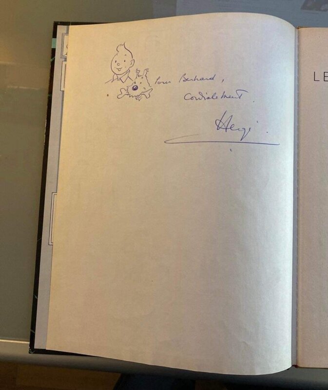 Vol 714 pour Sydney EO 1968 dédicace Hergé Tintin Milou buste - Dédicace