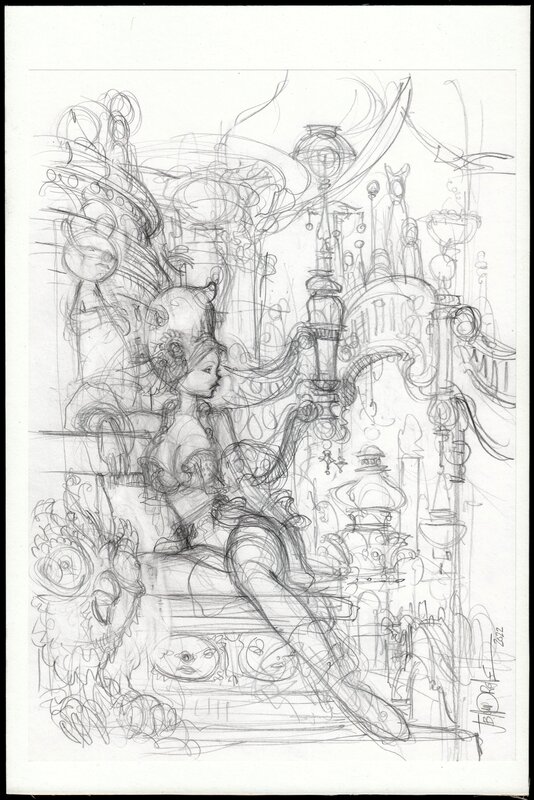 Jean-Baptiste Andréae, Manie Ganza - préliminairy sketch for a painting - Original Illustration