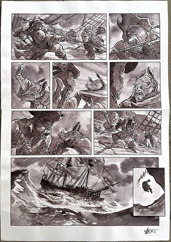 En vente - Sébastien Vastra, Jim Hawkins 2 -  Sombres héros de la mer - Planche originale