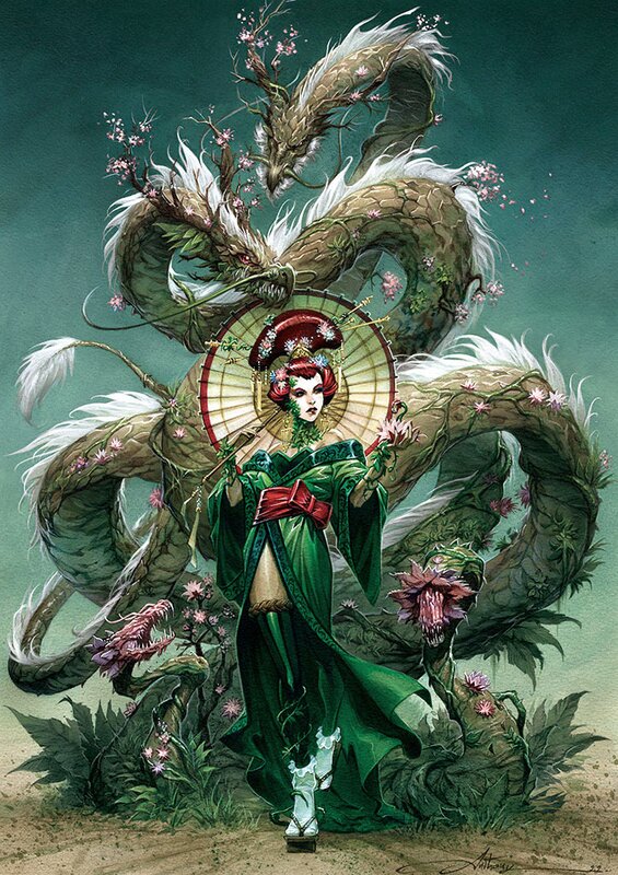 Poison Ivy Geisha by Anthony Jean - Original Illustration