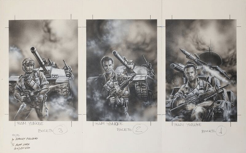 Luis Royo, 3 Original Sketches for Team Yankee - Illustration originale