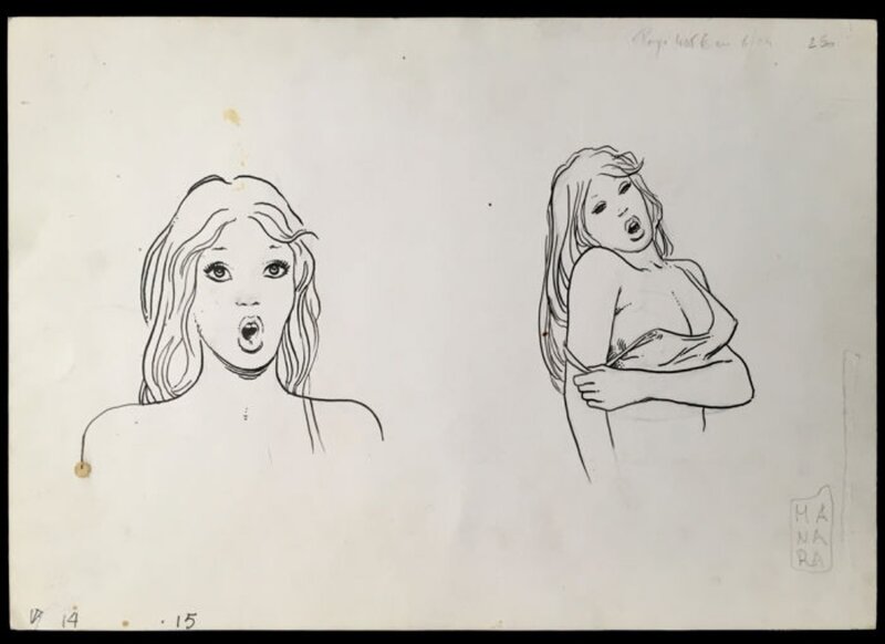 Milo Manara, Etudes de femmes recto verso - Sketch