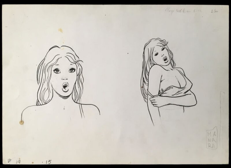 Milo Manara, Etudes de femmes recto verso - Dédicace