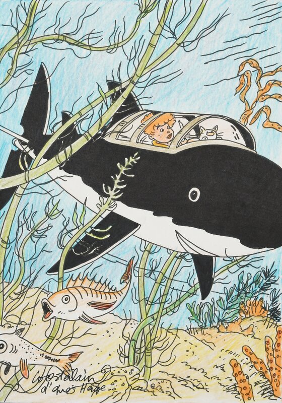 Marc Wasterlain, Jeannette Pointu d' après Hergé - Illustration originale