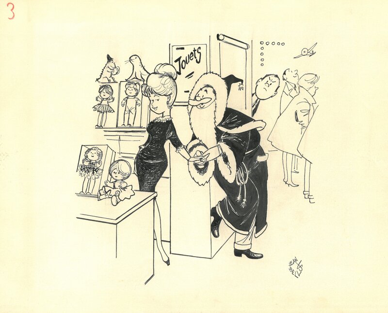 Jean Bellus, Chez le Père Noël... - Original Illustration