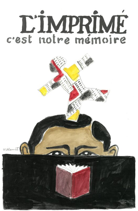 Bernard Villemot, L'imprimé, c'est notre mémoire - Illustration originale
