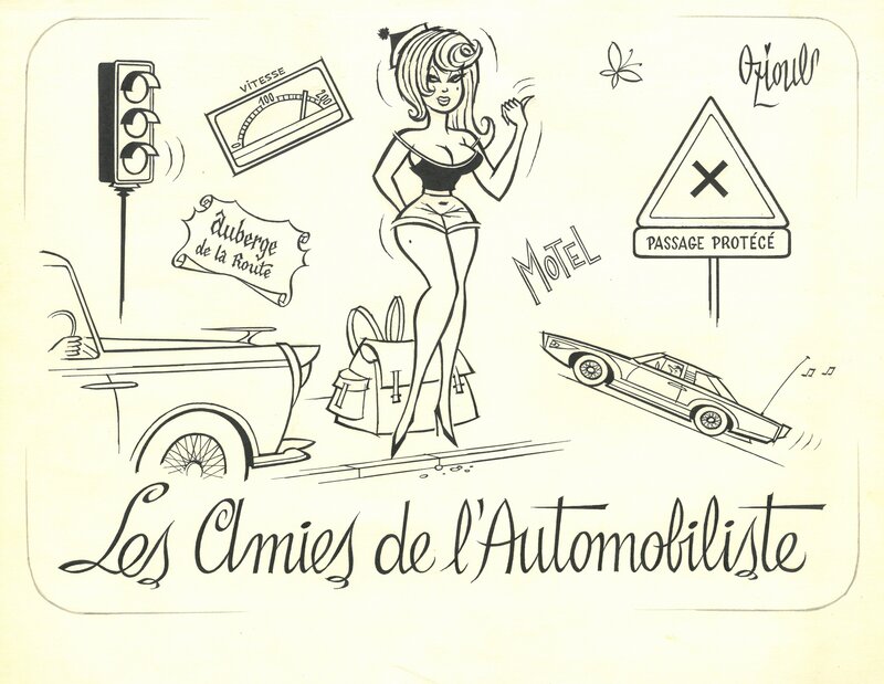 Henri Oziouls, Les Amies de l'Automobiliste - Original Illustration