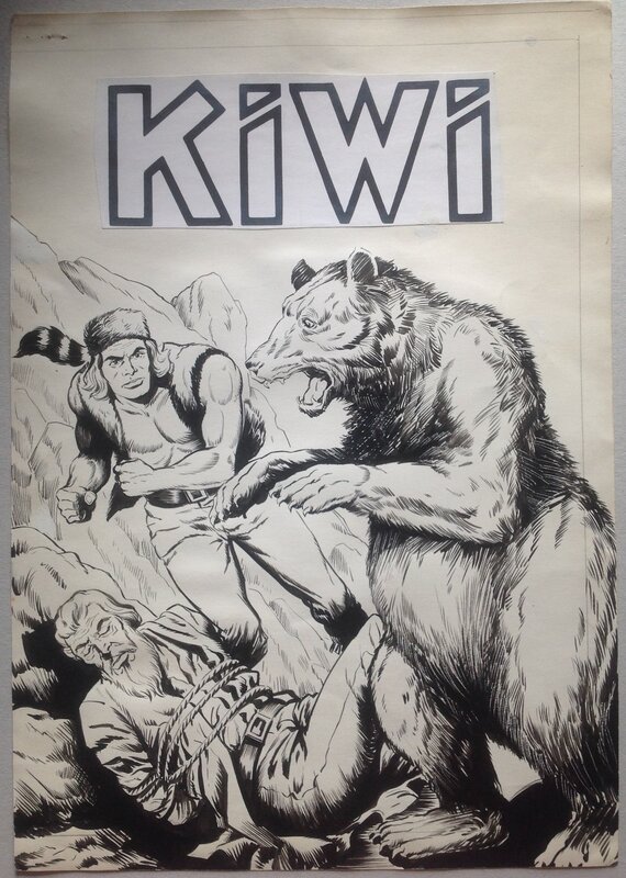 For sale - Biffignandi Alessandro KIWI 132 Couverture Originale Petit Format Blek Le Roc Trappeur Ours BD Lug 1966 - Original Cover