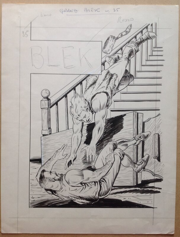 For sale - Médina Roger BLEK Le Roc 35 Couverture Originale Petit Format avec Le Grand Blek Trappeur bagarre BD Lug 1964 - Original Cover