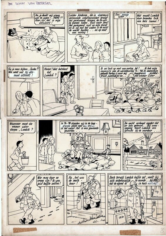 Willy Vandersteen, Bob et Bobette / Suske en Wiske - De Schat van Beersel - Planche originale