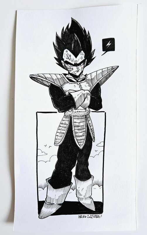 En vente - Dessin original de l'Inktober 2022 : Vegeta par oTTami ! - Illustration originale