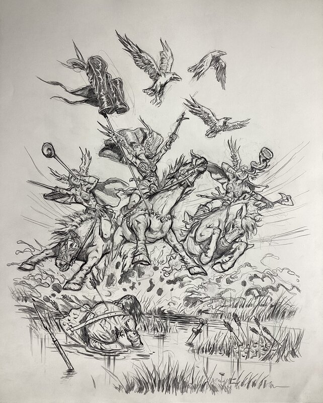 Walkiries crayonné by Régis Moulun - Original Illustration