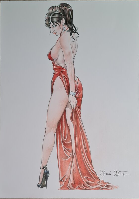 La robe rouge par William Bondi - Illustration originale