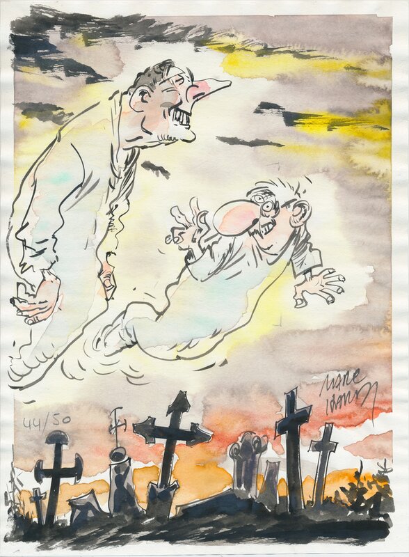Marc Hardy – Dur Dur la vie de la Mort - Hommage à Raoul Cauvin - Original Illustration