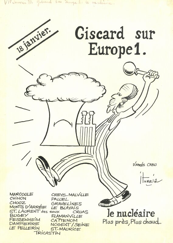 Michel Iturria, Giscard sur Europe 1 - Original Illustration
