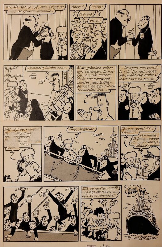 Jef Nys, Apen in huis. Eindpagina - Planche originale