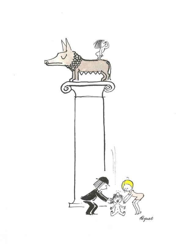 Remus et Romulus by Raymond Peynet - Original Illustration