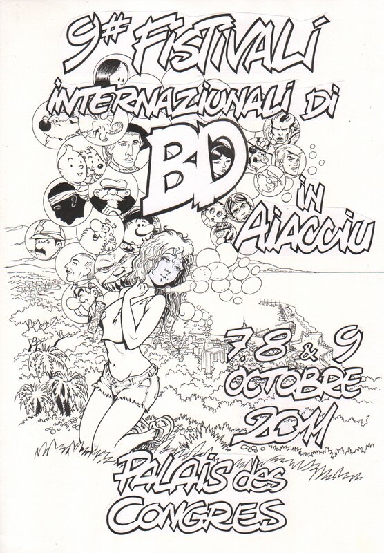 Michel Espinosa, Affiche originale festival de la BD d'Ajaccio 2011 - Original Illustration